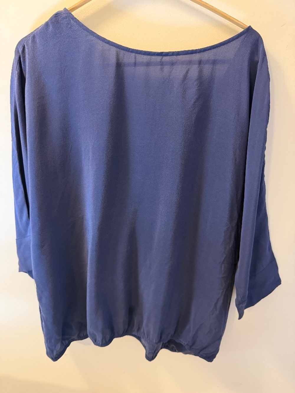 Joie 100% Silk Navy Draped Surplice Blouse Top Size M